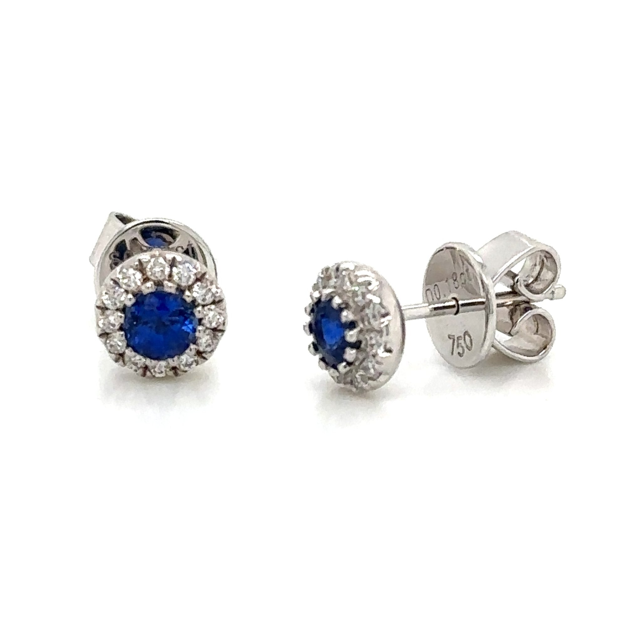 0.69ct tw Blue Sapphire Diamond Earrings