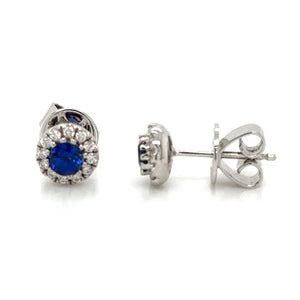 0.69ct tw Blue Sapphire Diamond Earrings