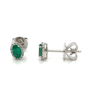 0.44carat Green Emerald Oval-cut Diamond Stud Earrings