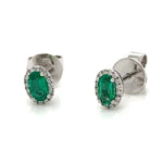 0.44carat Green Emerald Oval-cut Diamond Stud Earrings