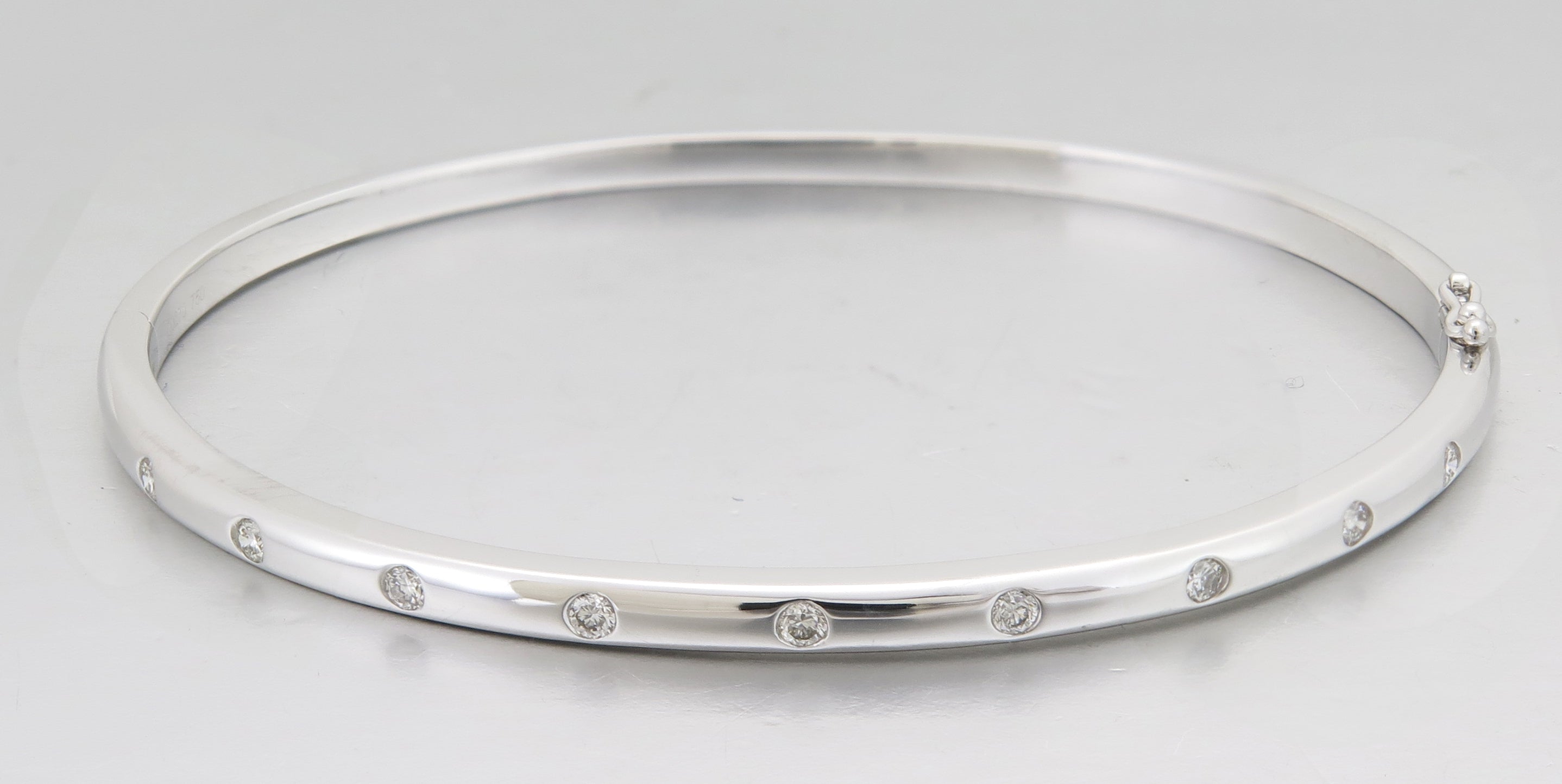 Burnish Set Diamond Station Bangle Bracelet