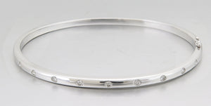 Burnish Set Diamond Station Bangle Bracelet