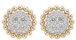 0.91ct tw Diamond Cluster Invisible Set with Beaded Gold Halo Stud Earrings