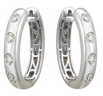 0.89ct tw Burnish Set Diamond Station Hoop Earrings