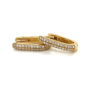 Ladies Diamond Pave Oval Huggie Earrings 0.18ct tw