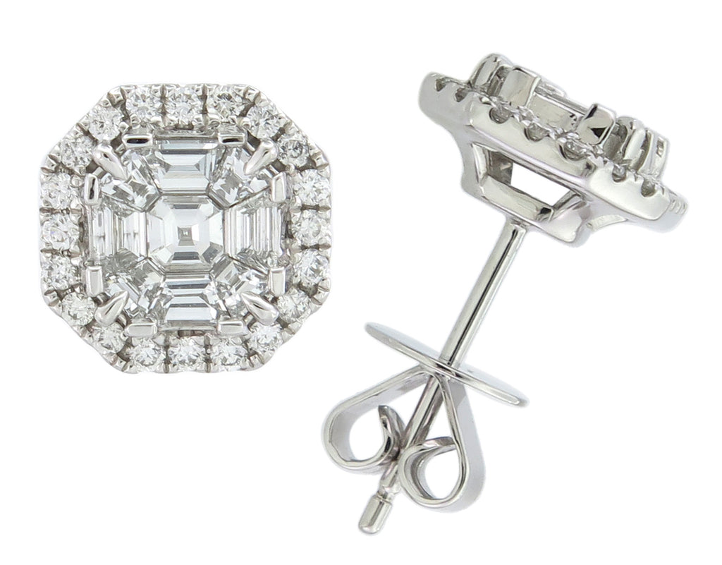 1.03ct tw Diamond Invisible Set Octagon Earrings