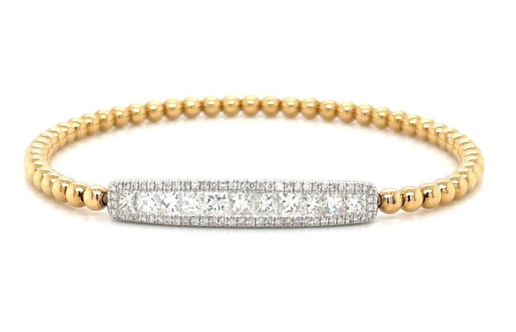 1.34ct tw Princess-cut  Diamond Beaded Gold String Bracelet