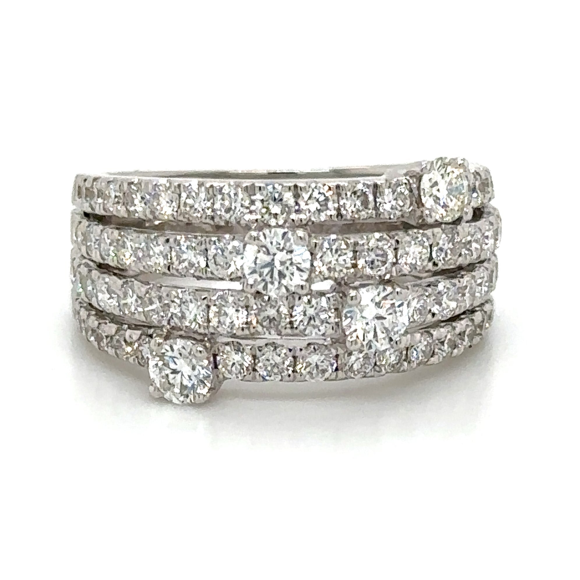 Four Row Pave Diamond Right-hand Ring 1.92ct tw