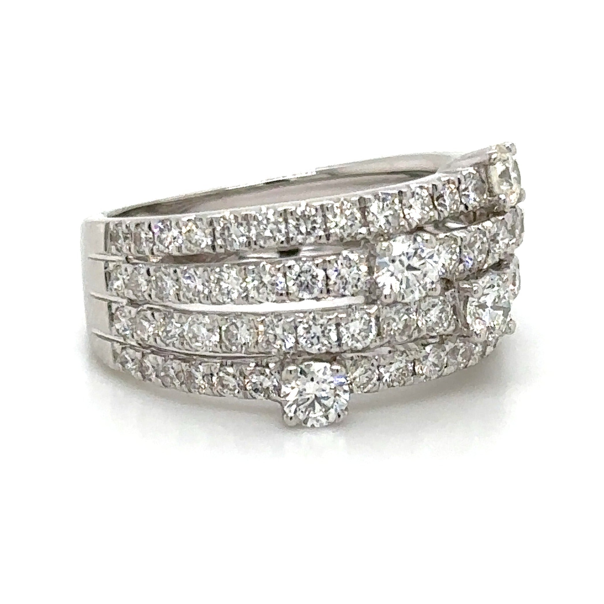 Four Row Pave Diamond Right-hand Ring 1.92ct tw