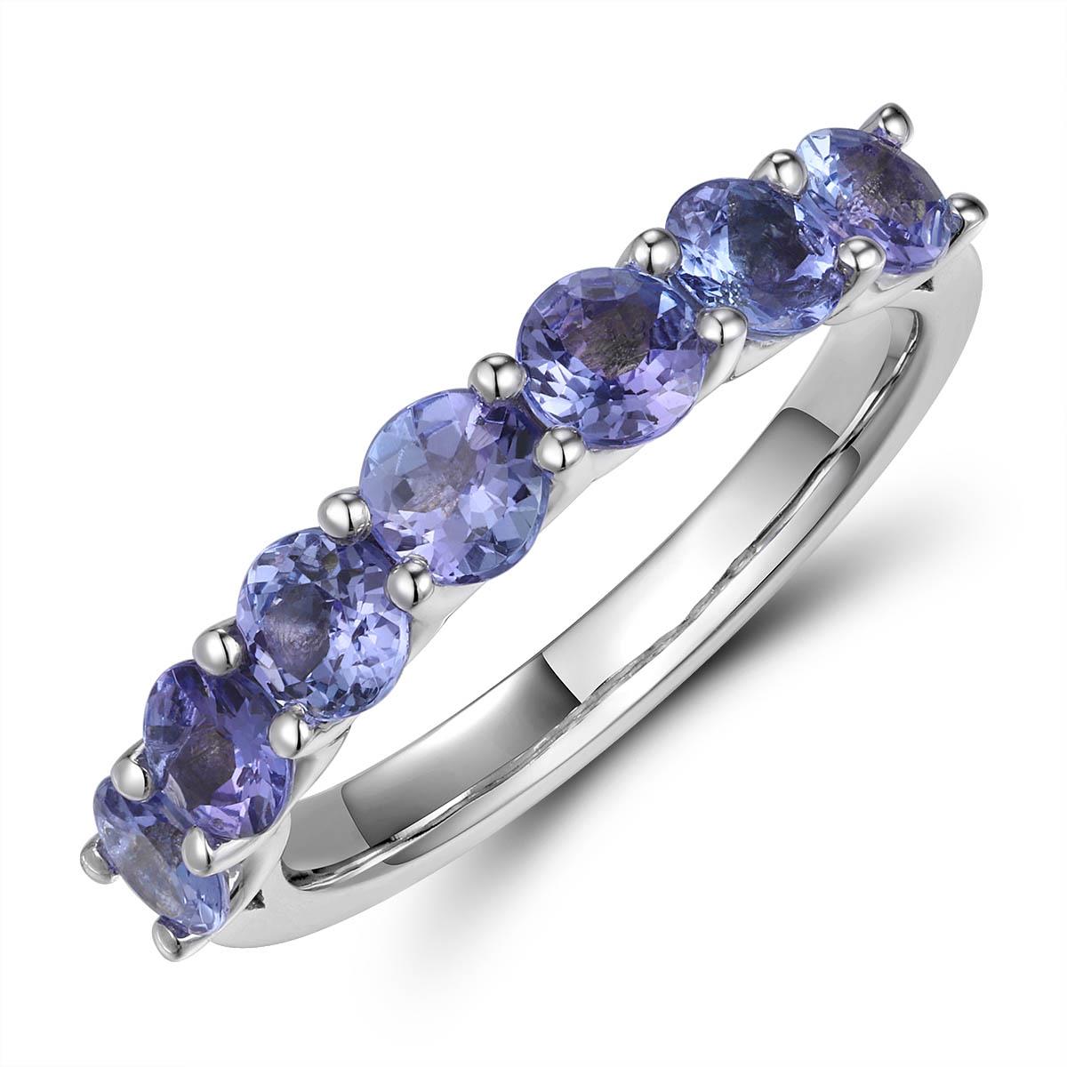 Tanzanite 1.49ct tw Round Brilliant-cut Halfway Eternity Ring