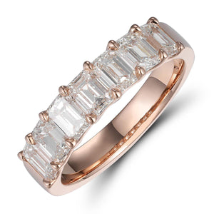 Ladies Diamond 2.21ct tw Emerald Cut Halfway Eternity Ring