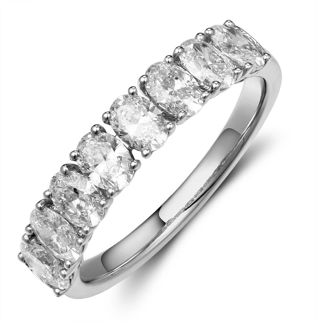 1.31ct t.w. Eight Oval-cut Diamonds Half Eternity Ring