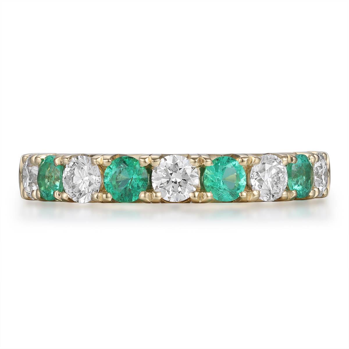 Emerald & Diamond Alternating Gold Eternity Band Ring