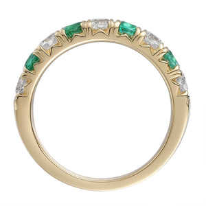 Emerald & Diamond Alternating Gold Eternity Band Ring