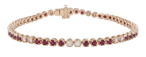 Ruby Gem Stone & Diamond Tennis Bracelet