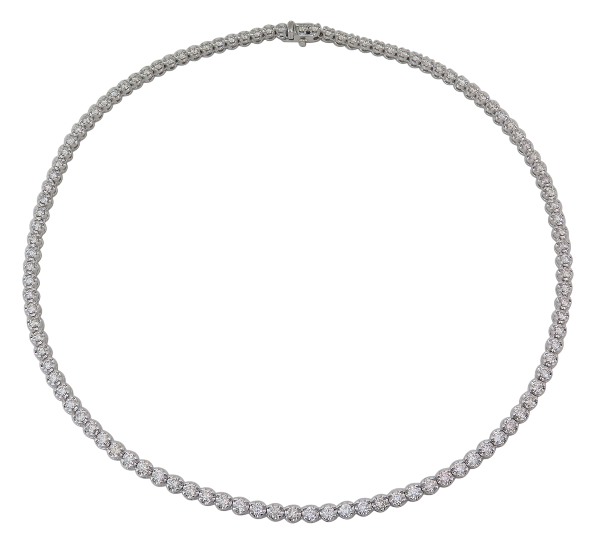 6.04ct tw Miracle Set Diamond Riviera Line Tennis Statement Necklace