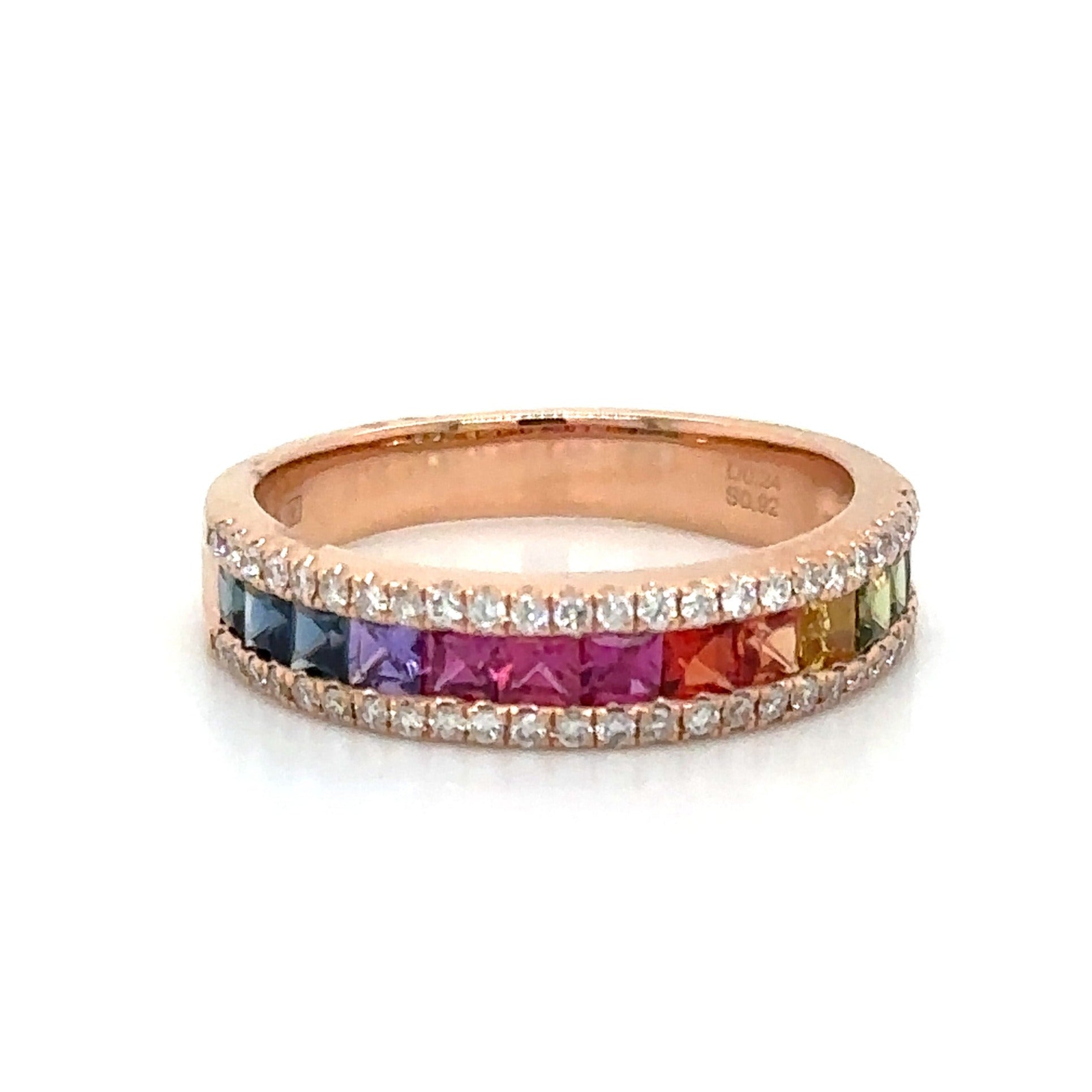 Princess Cut Rainbow Sapphire Ring