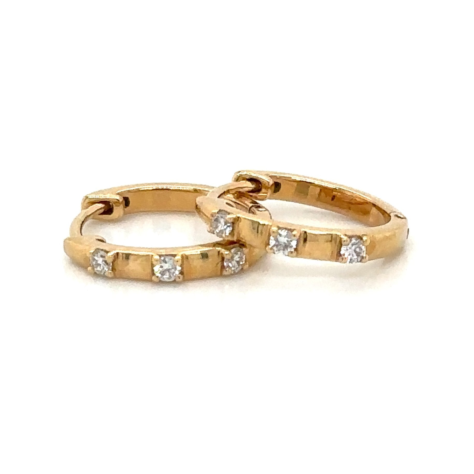 Diamond Hoop Huggie Earrings