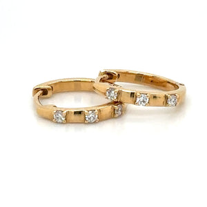 Diamond Hoop Huggie Earrings