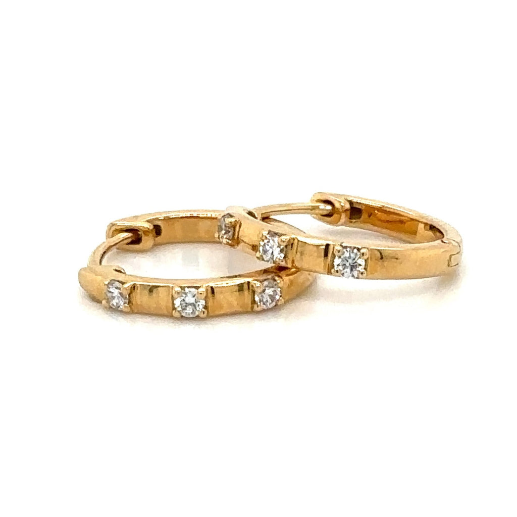 Diamond Hoop Huggie Earrings