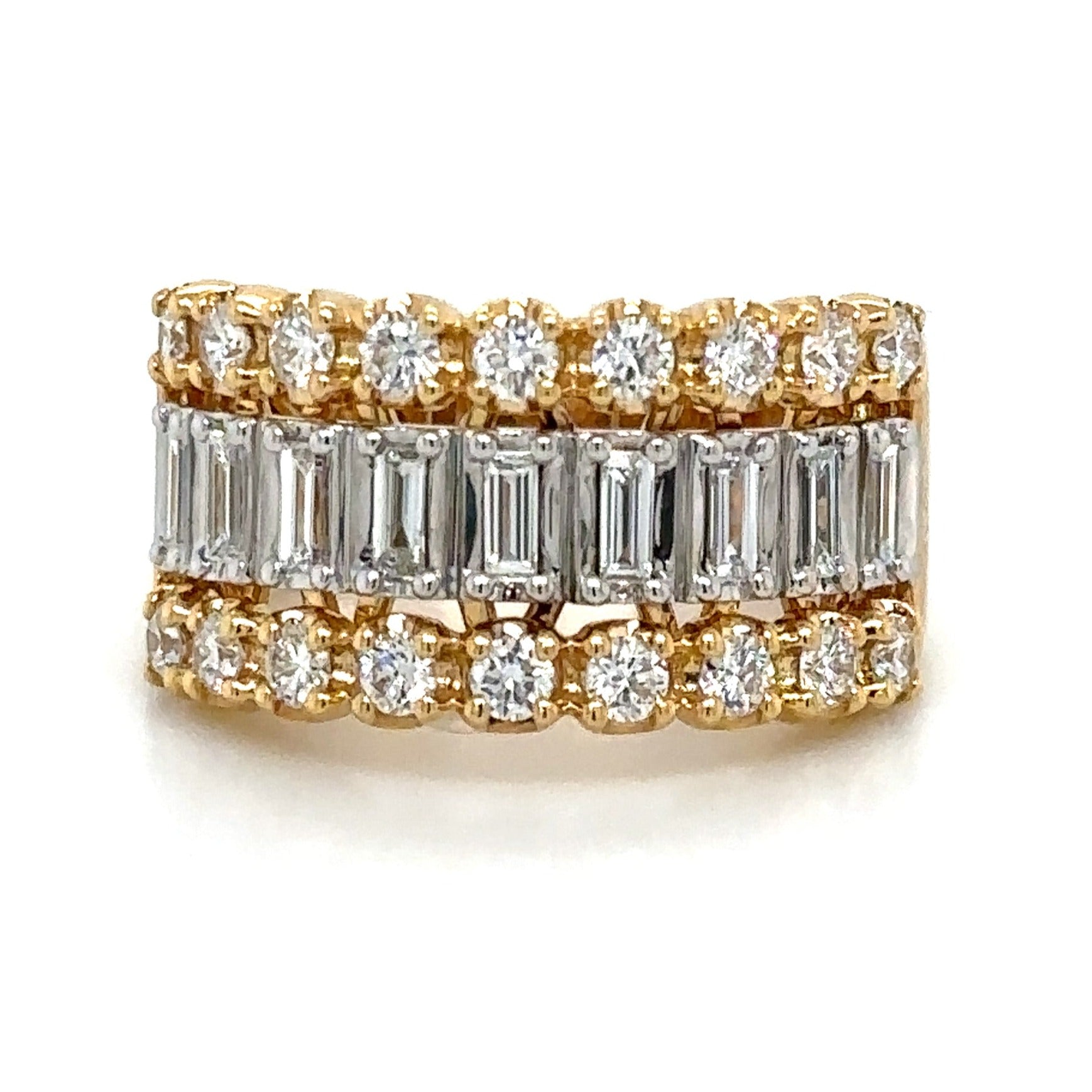 1.20ct t.w. Diamond Baguette & Round Brilliant-cut Diamond Right-hand Cocktail Ring