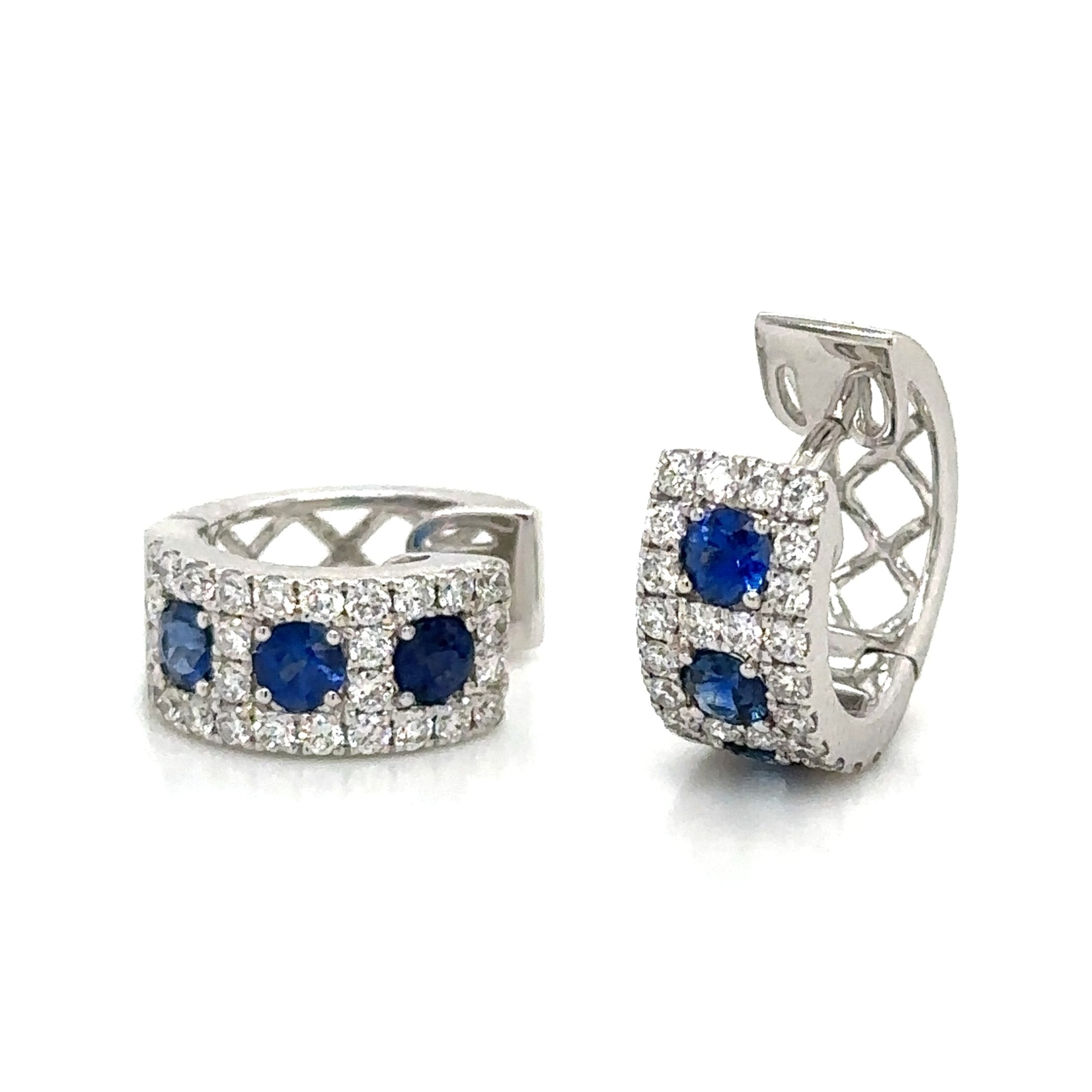 1.26ct tw Sapphire Diamond Wide Huggie Hoop Earrings