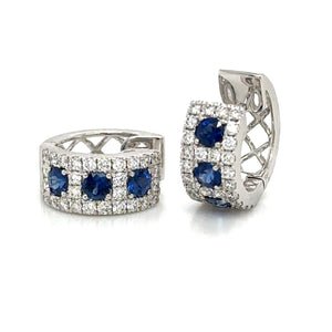 1.26ct tw Sapphire Diamond Wide Huggie Hoop Earrings