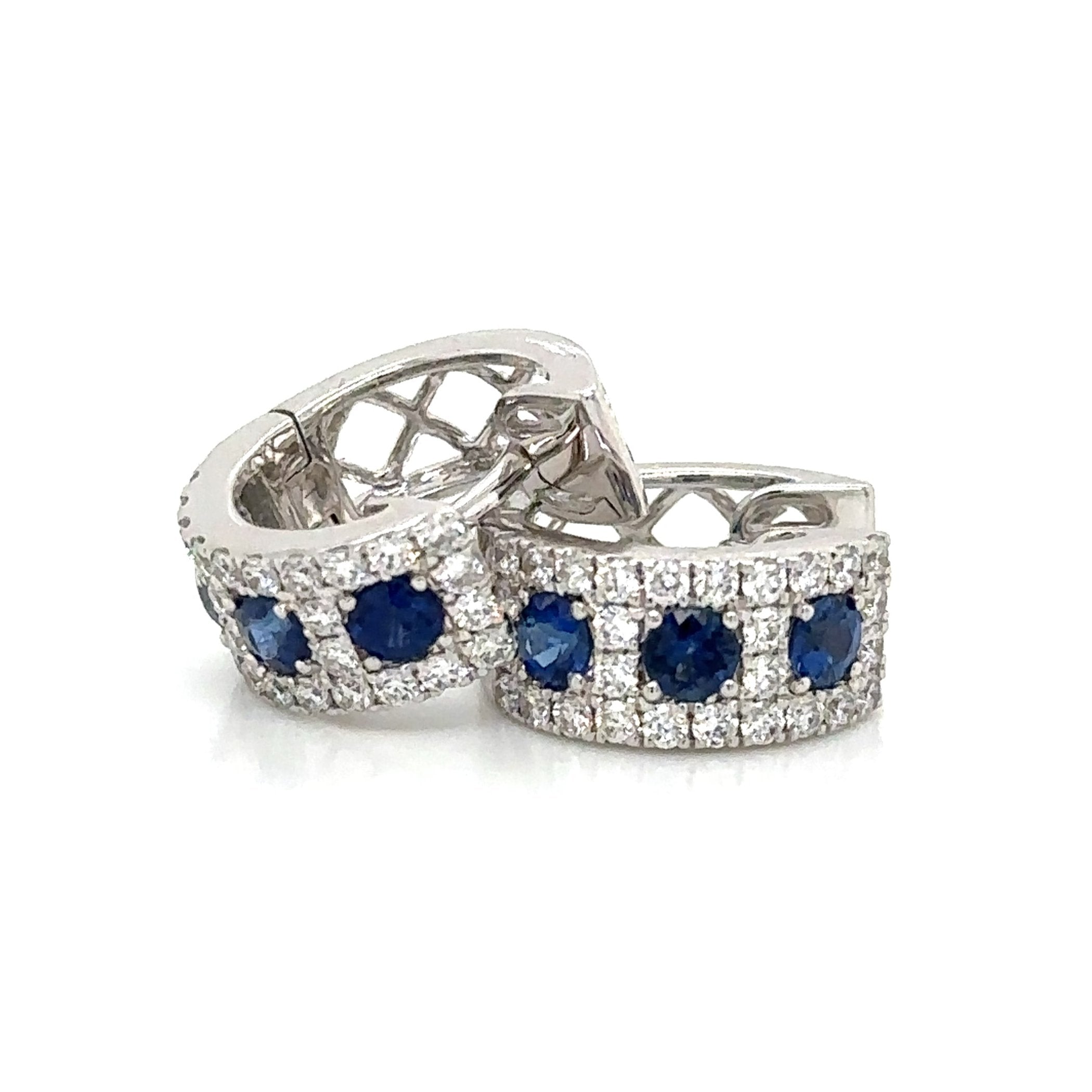 1.26ct tw Sapphire Diamond Wide Huggie Hoop Earrings