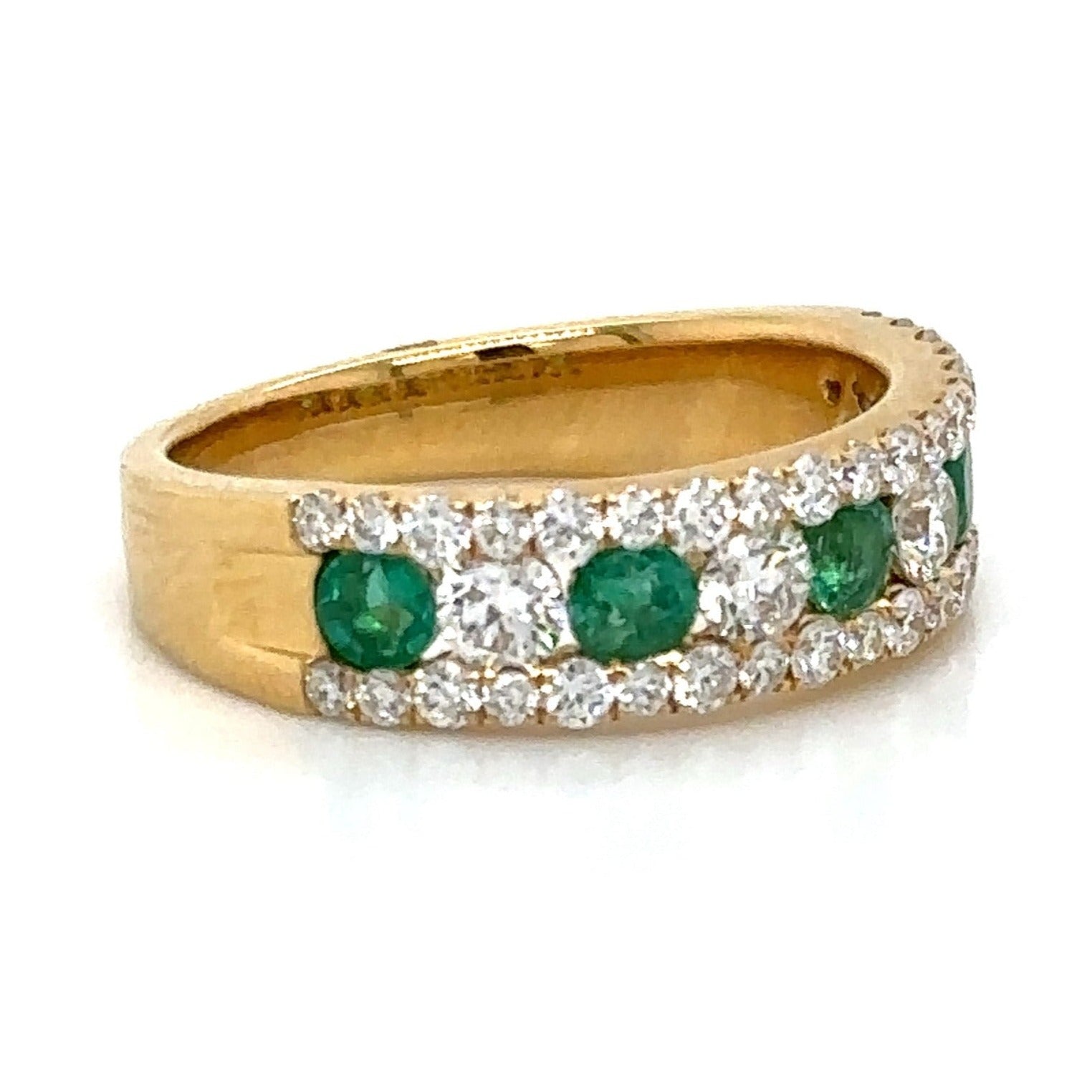 1.46carat Green Emerald And Diamond Band Ring