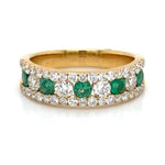 1.46carat Green Emerald And Diamond Band Ring