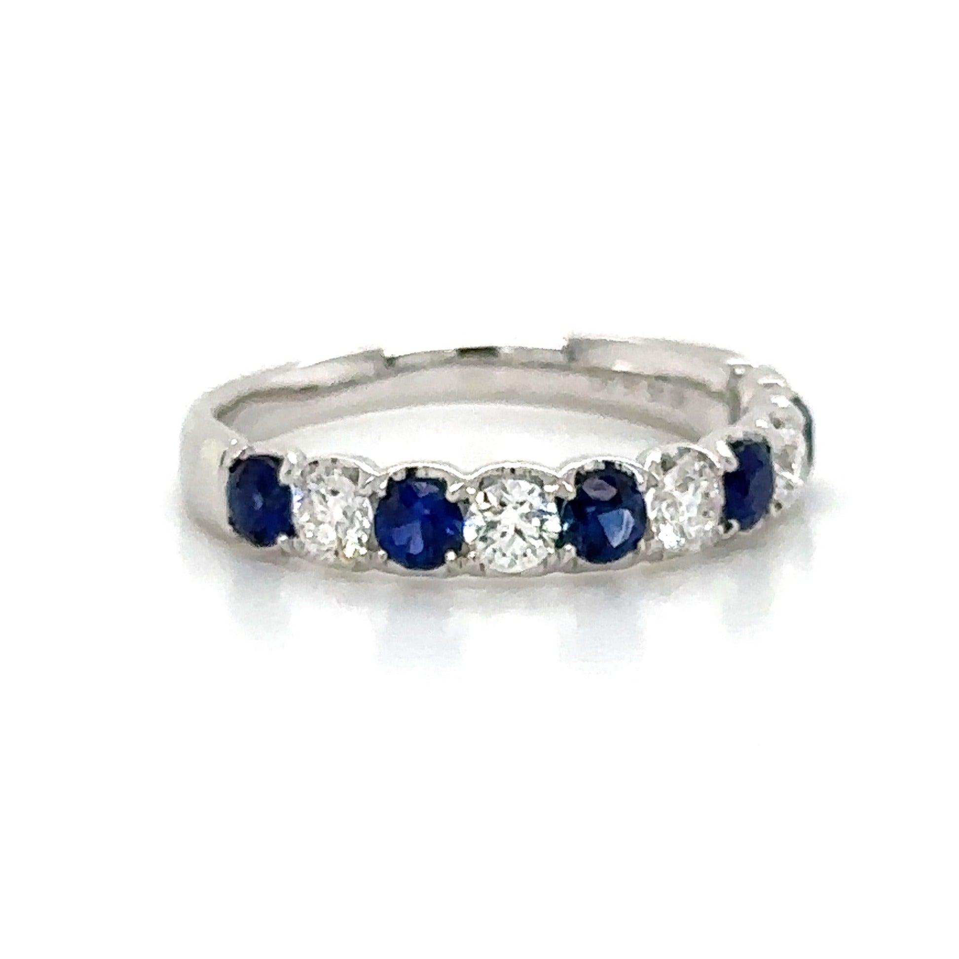 1.08ct tw Blue Sapphire Alternating Diamond Ring