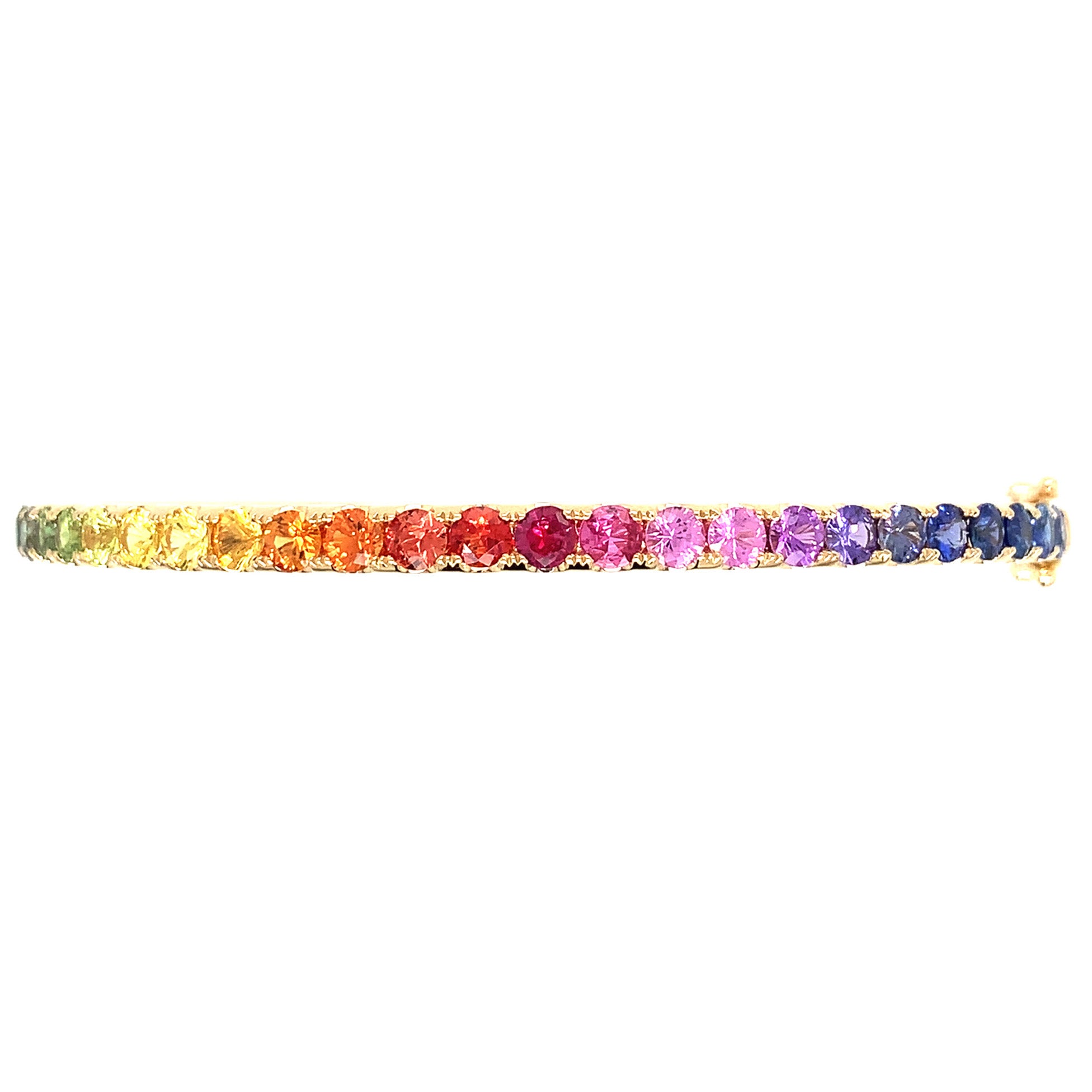 Rainbow Sapphire Rose Gold Bangle Bracelet