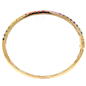 Rainbow Sapphire Rose Gold Bangle Bracelet