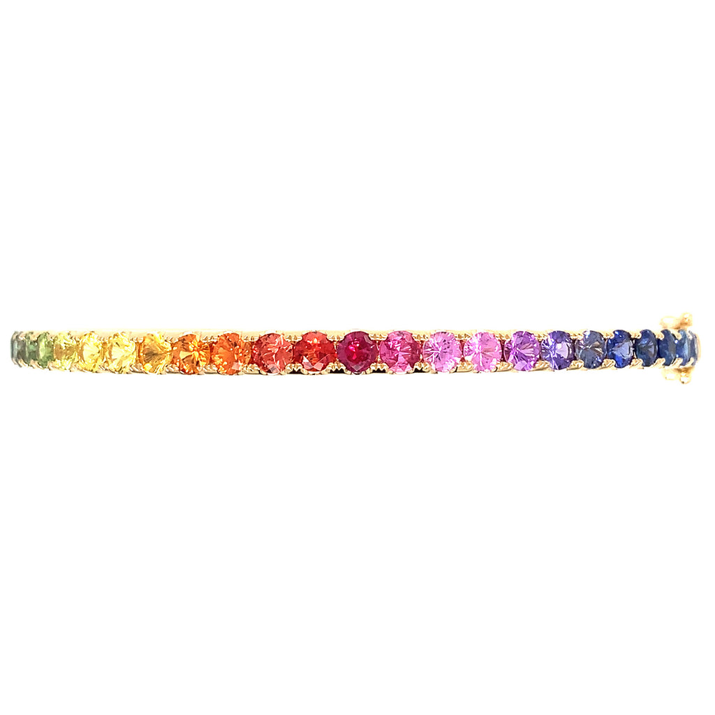 Rainbow Sapphire Rose Gold Bangle Bracelet