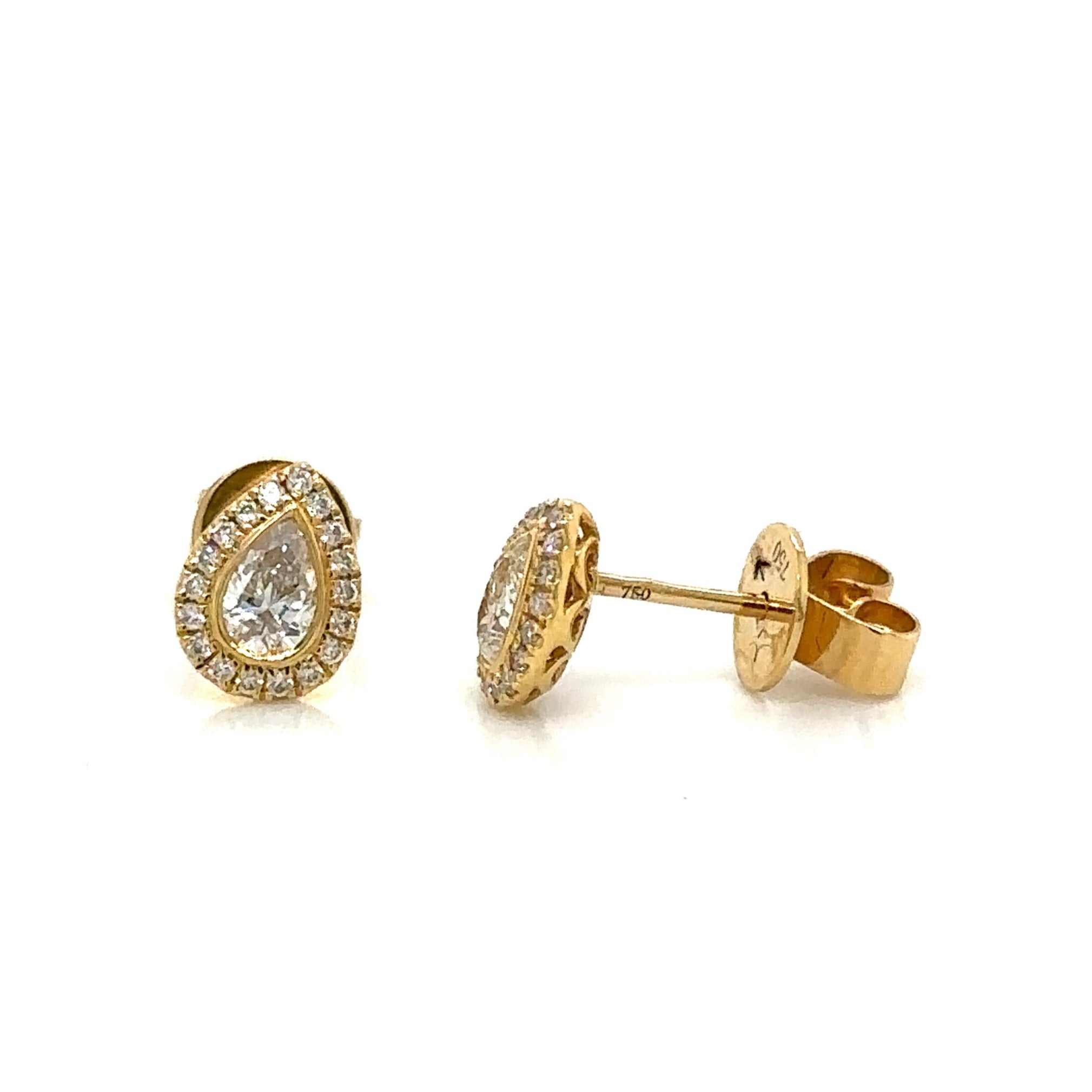 Pear Shape Diamond Stud Earrings 0.47ct tw