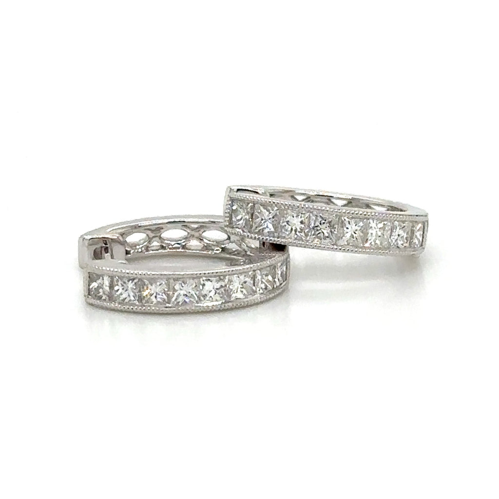 Princess Cut Diamond 0.76carat Huggie Earrings