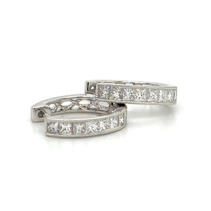 Princess Cut Diamond 0.76carat Huggie Earrings