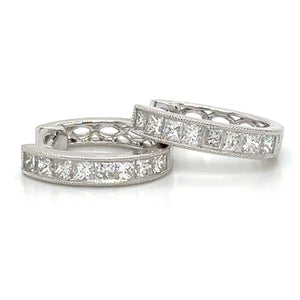 Princess Cut Diamond 0.76carat Huggie Earrings