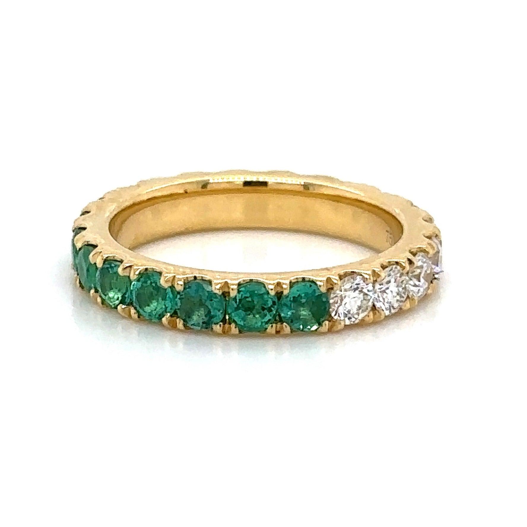 1.99carat Round- Cut Emerald & Diamond Ring