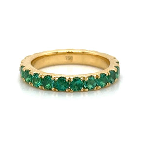 1.99carat Round- Cut Emerald & Diamond Ring