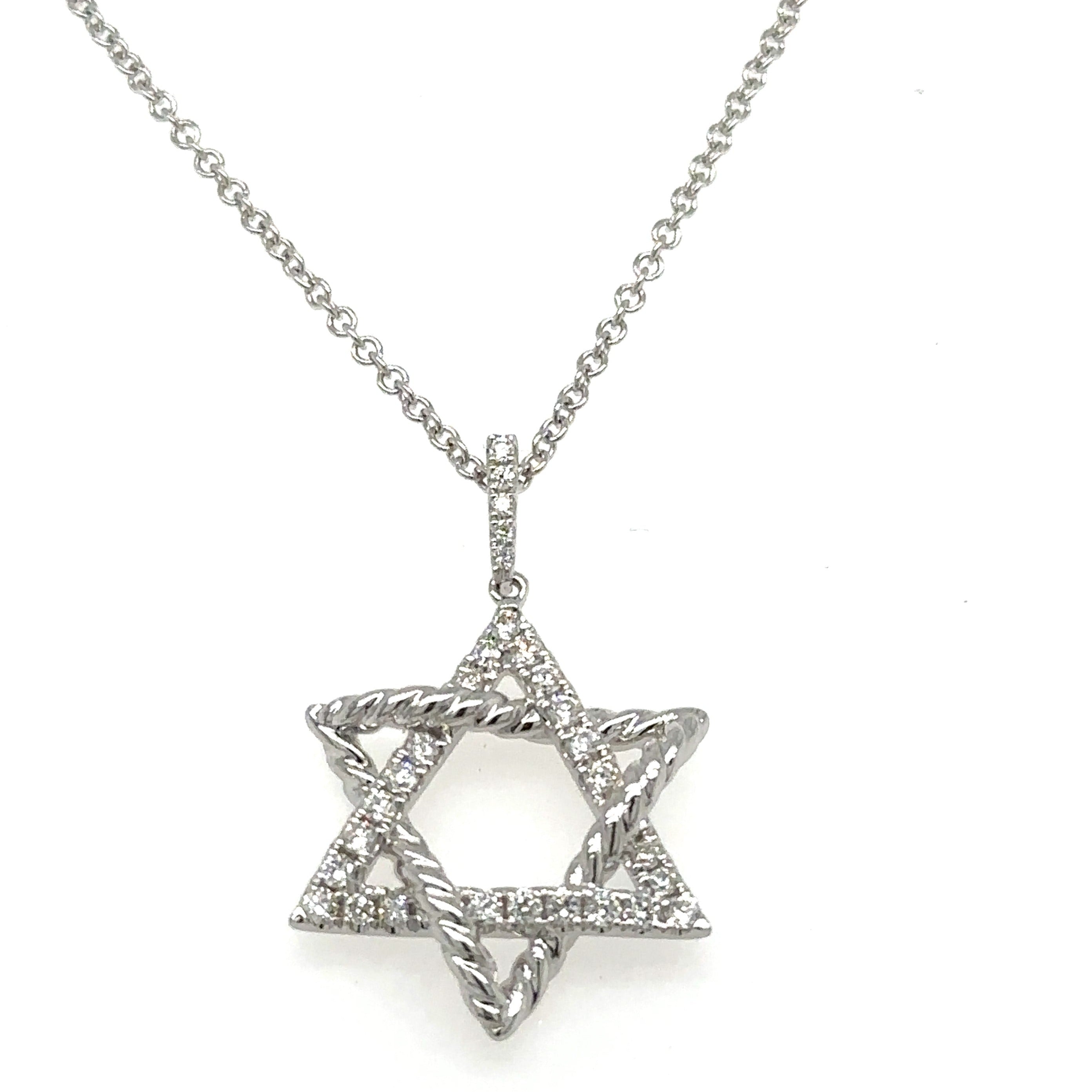 Diamond Star Of David Pendant Necklace