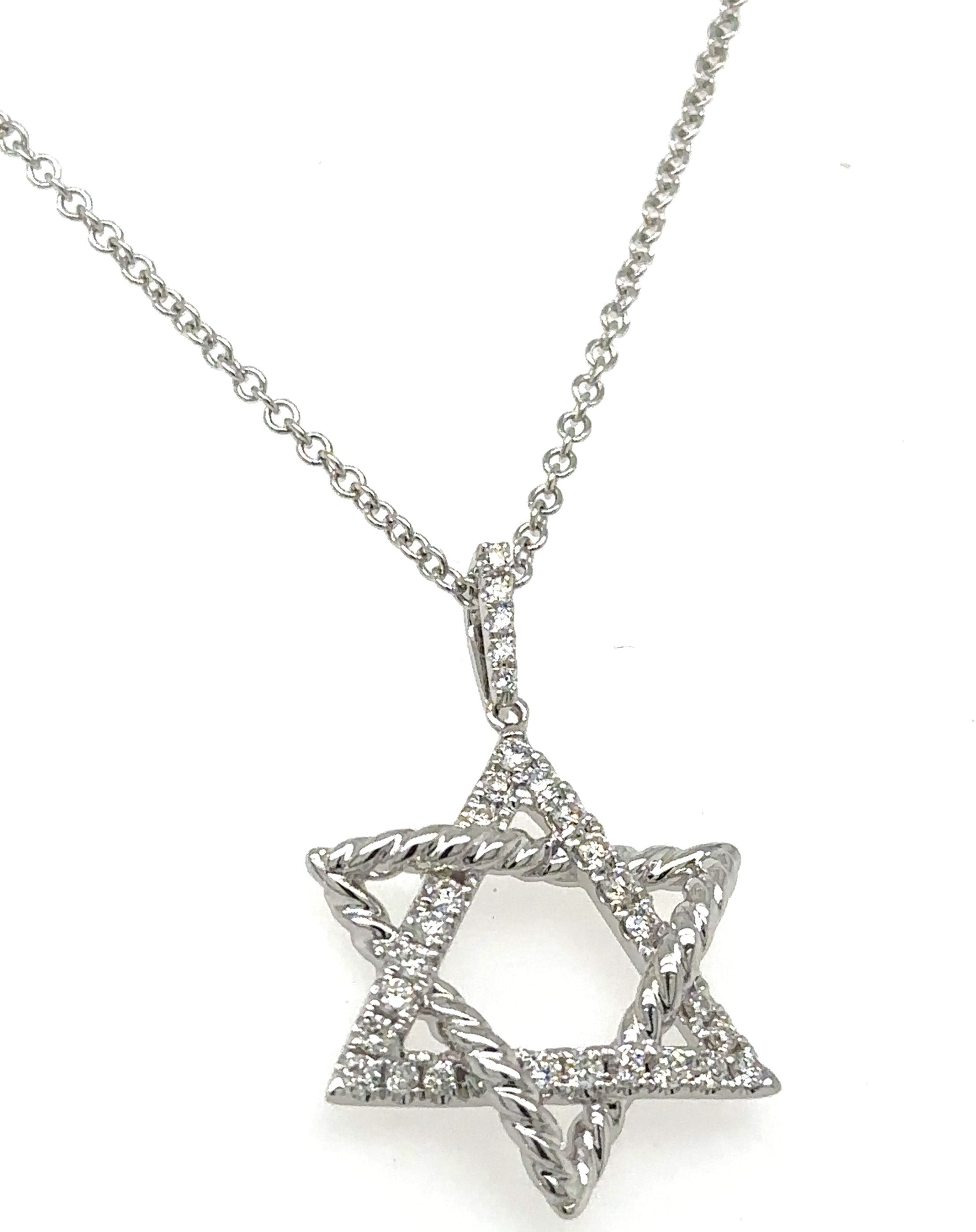 Diamond Star Of David Pendant Necklace