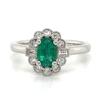 1.01carat  Oval Emerald Diamond Halo Ring