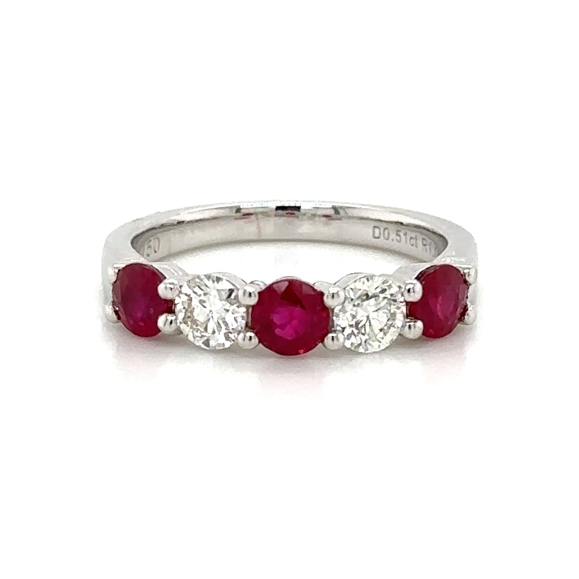 1.56ct tw Ruby & Diamond Alternating Ring