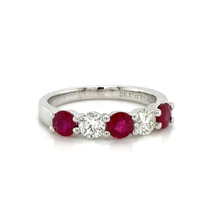 1.56ct tw Ruby & Diamond Alternating Ring