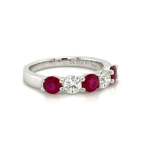 1.56ct tw Ruby & Diamond Alternating Ring