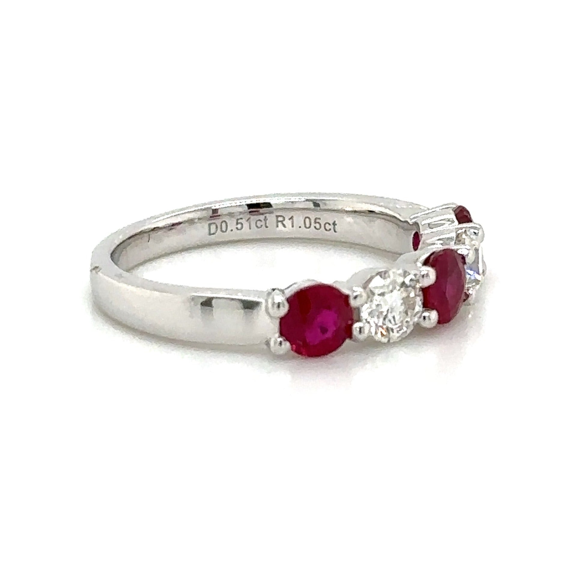 1.56ct tw Ruby & Diamond Alternating Ring