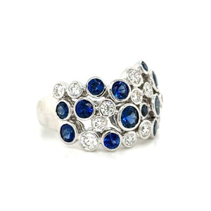 2.15ct tw Bezel Set Multi Row Diamond & Sapphire Ring