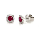 0.78carat Ruby and Diamond Halo Stud Earrings