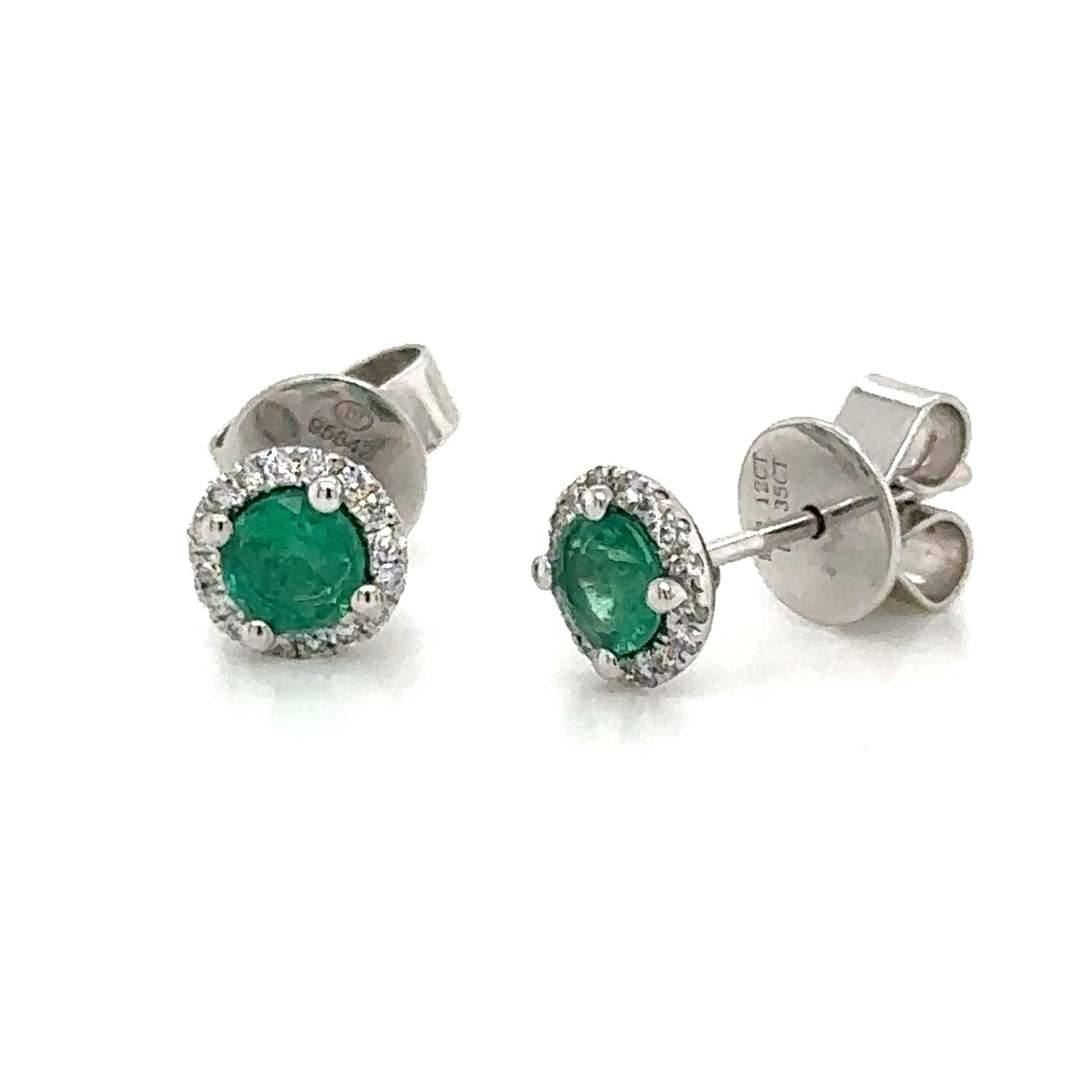 Green Emerald 0.58carat Diamond Stud Earrings